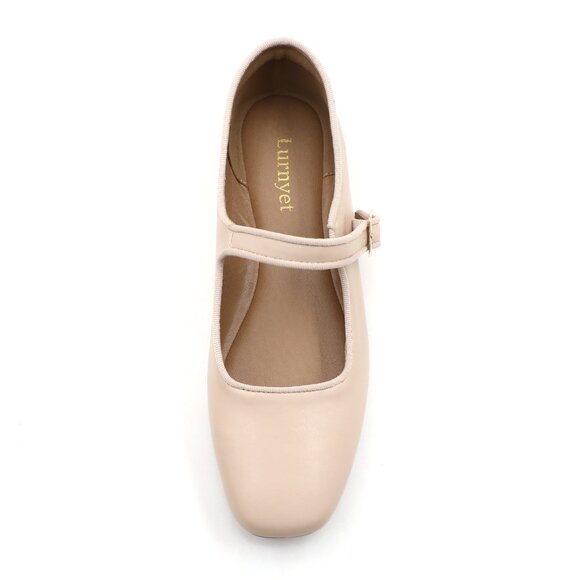 Natural Cushioned Insole Classic Mary Jane Ballet Flat Adjustable Ankle Strap - Picture 8 of 11